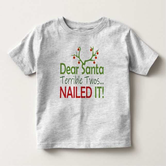 Camiseta De Bebé Gracioso lindo querido Santa Terrible Twos lo clav (Anverso)