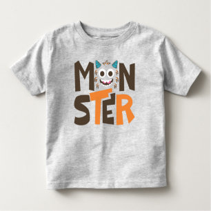 Camiseta De Bebé Gracioso Monster Face Typography Tee
