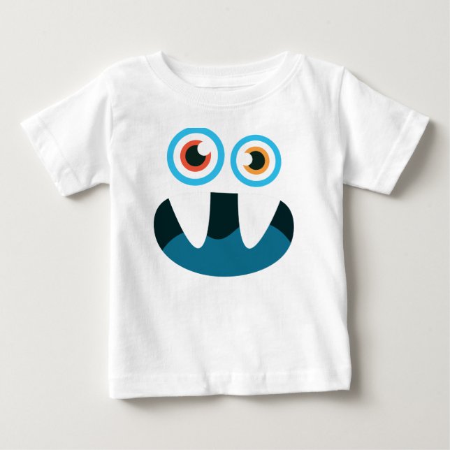 Camiseta De Bebé Gracioso monstruo azul lindo boca abierta (Anverso)