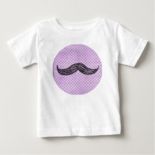 Camiseta De Bebé Gracioso Mustache Dibujando Con Puntos De Polka Pú