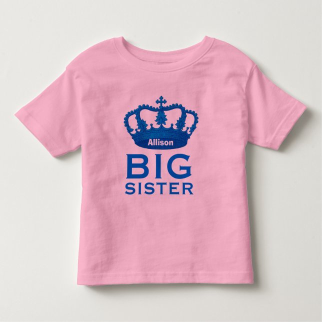 Camiseta De Bebé Gracioso nombre personalizado BIG SISTER Crown Gif (Anverso)