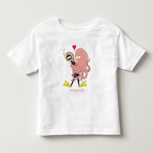 Camiseta De Bebé Gracioso pulpo abrazos buceo humor personalizado (Anverso)