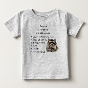 Camiseta De Bebé Gracioso Raccoon Spirit Animal Humor Cute acuarela