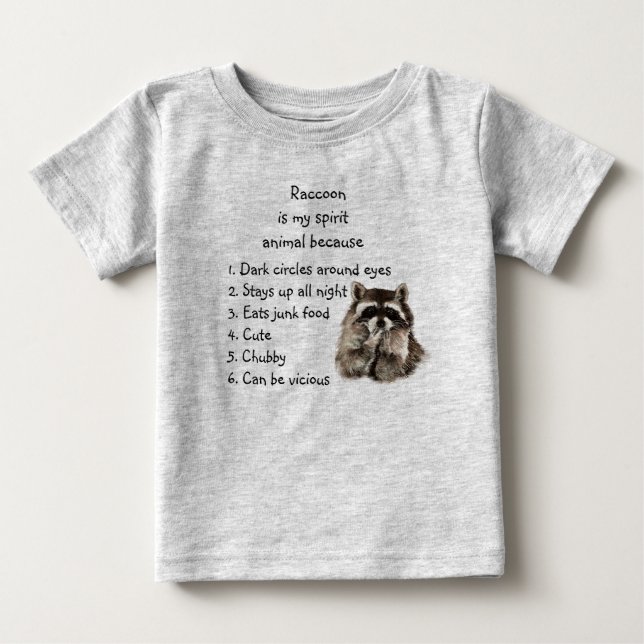Camiseta De Bebé Gracioso Raccoon Spirit Animal Humor Cute acuarela (Anverso)
