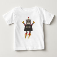 Gracioso robot retro de cohetes