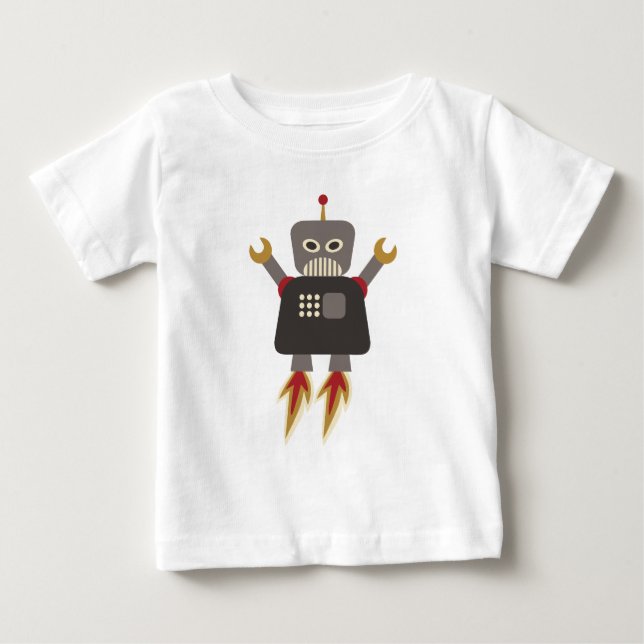 Camiseta De Bebé Gracioso robot retro de cohetes (Anverso)