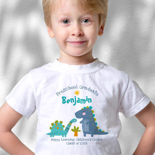 Camiseta De Bebé Graduación de preescolar Dinosaurio lindo con nomb