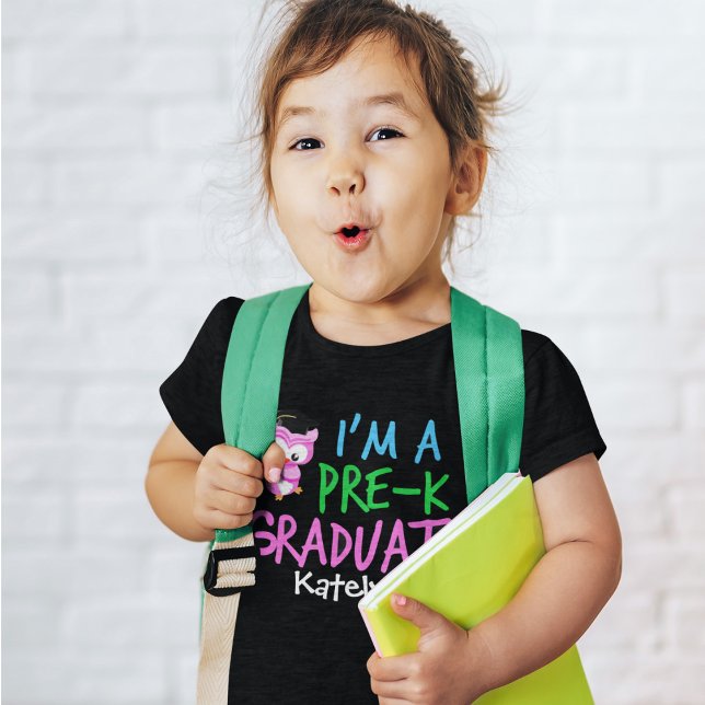 Camiseta De Bebé Graduación de Preescolar Niña Búho Rosa Personaliz (Subido por el creador)