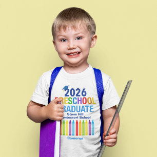Camiseta De Bebé Graduado de Preescolar 2026 Lindo Personalizable