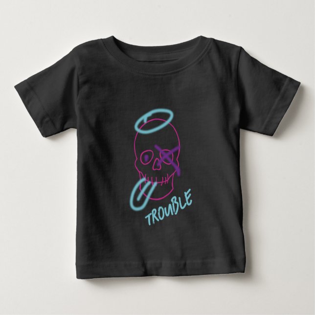 Camiseta De Bebé Graffiti de cráneo - rosa, morado, azul y negro (Anverso)