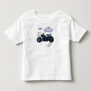 Camiseta De Bebé Graffiti de moto negro y azul gris