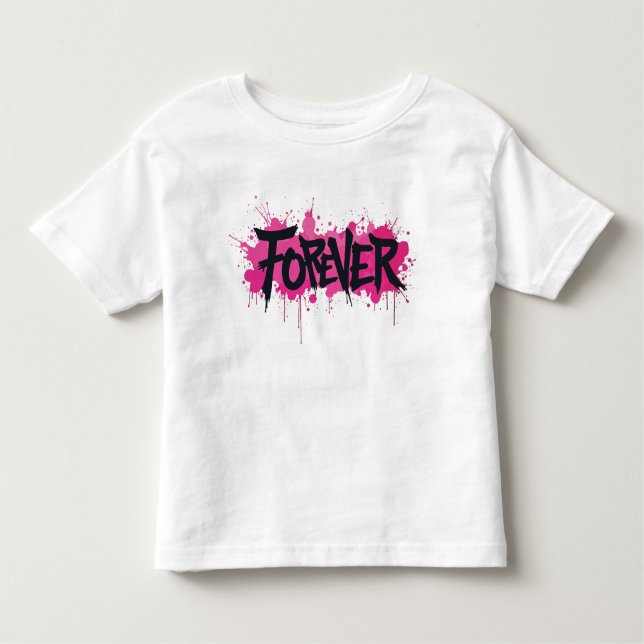 Camiseta De Bebé Graffiti Rosa caliente "PARA SIEMPRE" (Anverso)