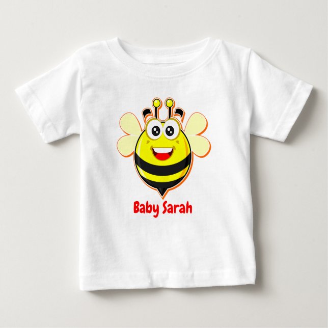 Camiseta De Bebé Gráfica de abeja y costilla de sellado adorable (Anverso)