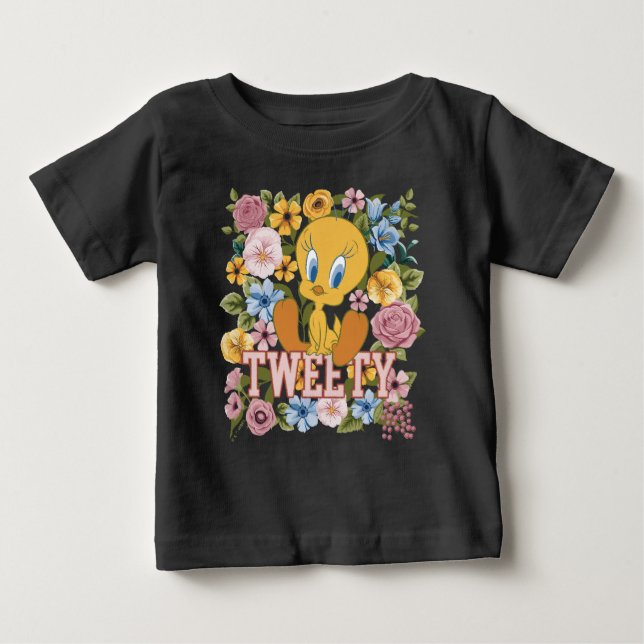 Camiseta De Bebé Gráfica de bordado floral TWEETY™ (Anverso)