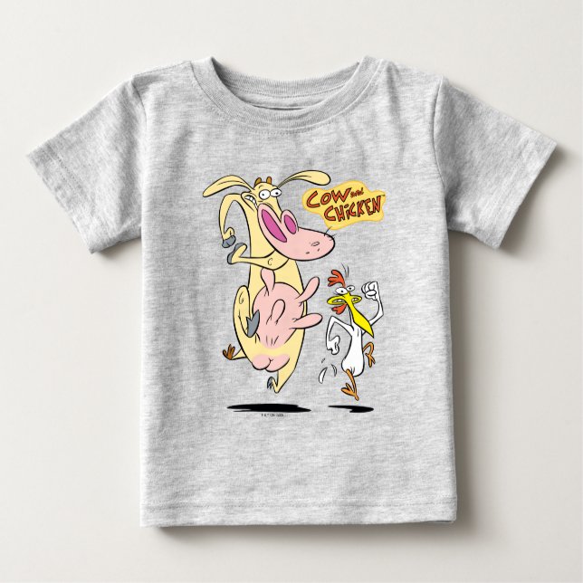 Camiseta De Bebé Gráfica de ejecución de vacas y pollos (Anverso)