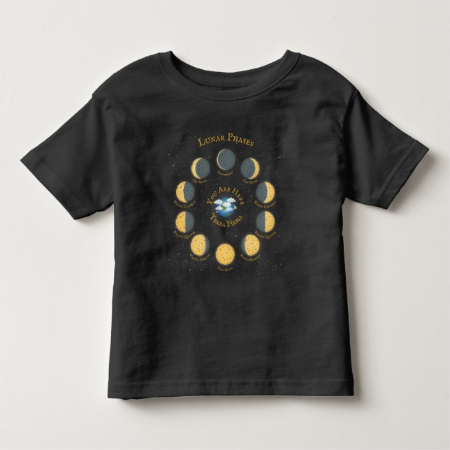 Camiseta De Bebé Gráfica de las fases lunares singulares de la luna (Anverso)