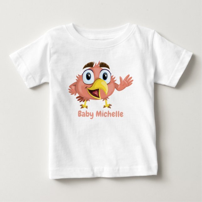 Camiseta De Bebé Gráfica de pájaro y peine panda adorable (Anverso)