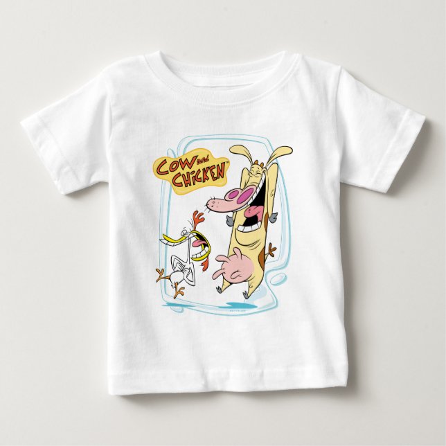 Camiseta De Bebé Gráfica de risa de vaca y pollo (Anverso)