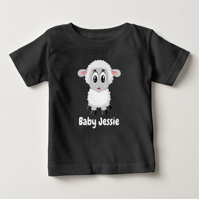 Camiseta De Bebé Gráfica de seda y oveja orable (Anverso)