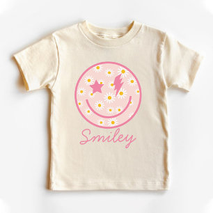 Camiseta De Bebé Gráfico de cara sonriente de margarita rosa pastel