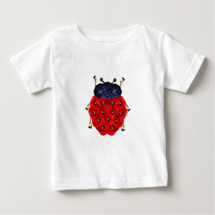 Camiseta De Bebé Gráfico de Escarabajo de Flor de Amapola Roja