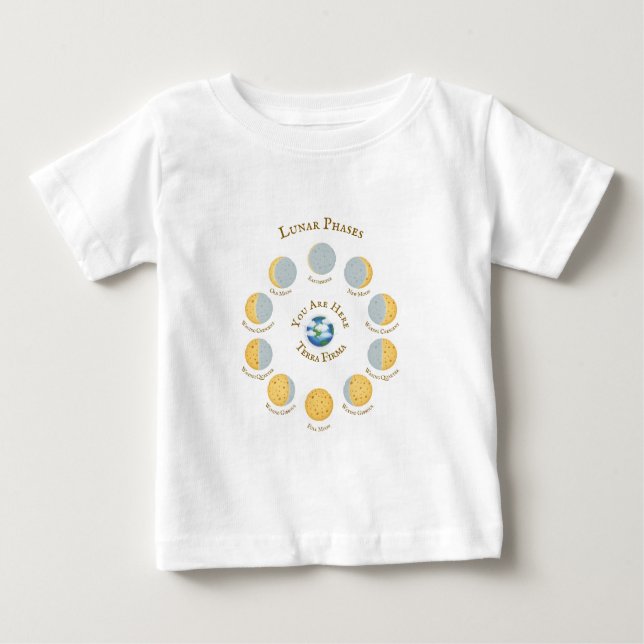 Camiseta De Bebé Gráfico de Fases Lunares Famosas de la Luna de Que (Anverso)
