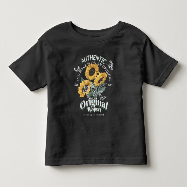 Camiseta De Bebé Gráfico de girasoles y mariposas (Anverso)