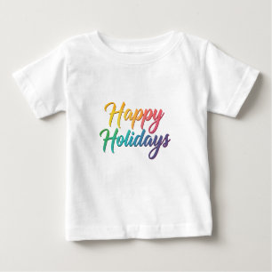 Camiseta De Bebé Gráfico de texto Rainbow Happy Holidays