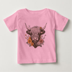 Camiseta De Bebé Gráfico de vaca de las Highlands de estilo granja