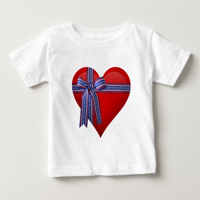 Camiseta De Bebé Gráfico del Corazón Patriótico (Anverso)