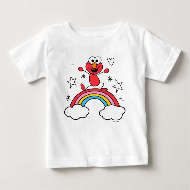 Camiseta De Bebé Gráfico del doodley arcoiris Elmo (Anverso)