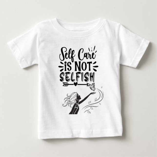 Camiseta De Bebé Gráfico Inspirador "El autocuidado no es egoísta" (Anverso)