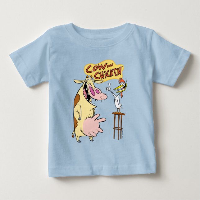 Camiseta De Bebé Gráfico sonriente de vaca y pollo (Anverso)