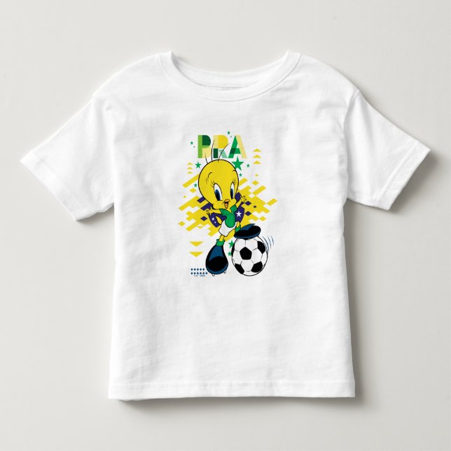 Camiseta De Bebé Gráficos de fútbol del equipo de Brasil con TWEETY (Anverso)