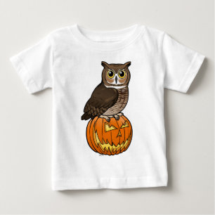 Camiseta De Bebé Gran búho de cuernos de Halloween