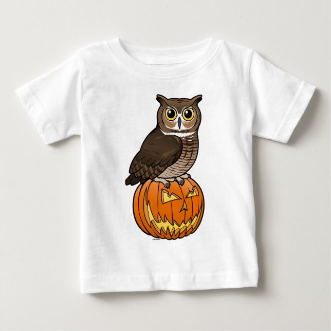 Camiseta De Bebé Gran búho de cuernos de Halloween (Anverso)