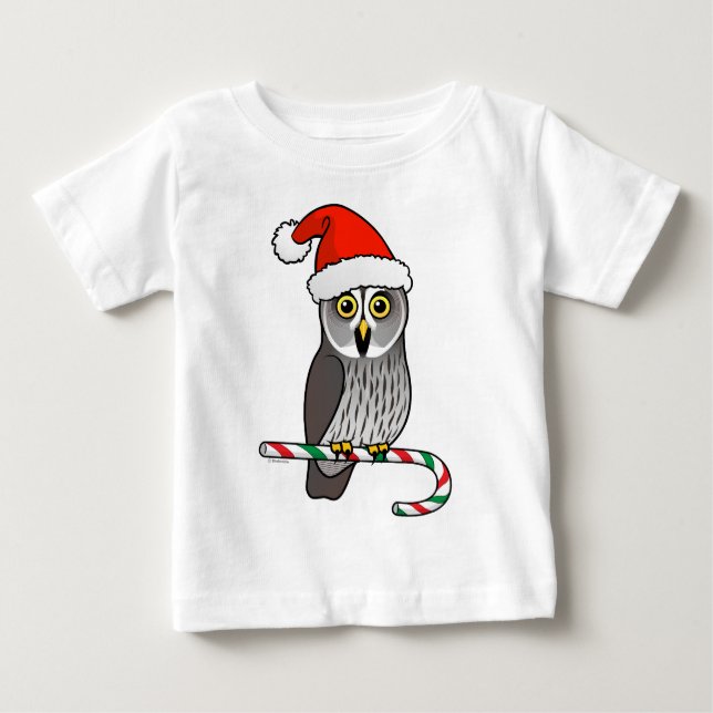 Camiseta De Bebé Gran búho gris Santa (Anverso)