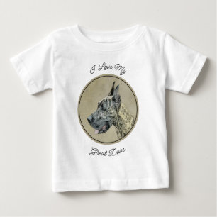 Camiseta De Bebé Gran Danés (Atigrado) Pintura - Arte de Perro Orig