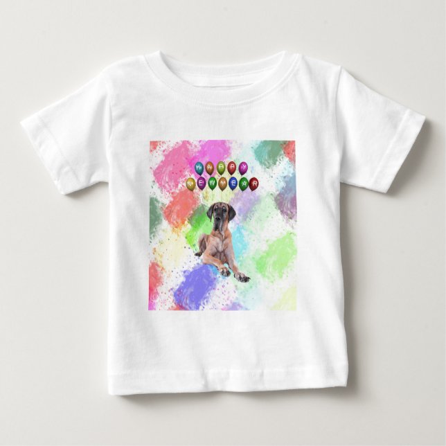 Camiseta De Bebé Gran Danés Deseando Feliz Año Nuevo (Anverso)