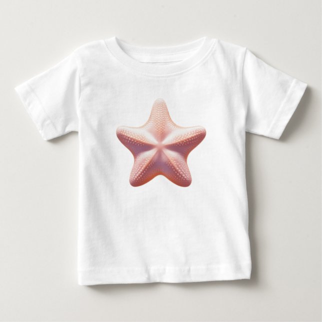 Camiseta De Bebé Gran Estrella de Mar Rosa (Anverso)