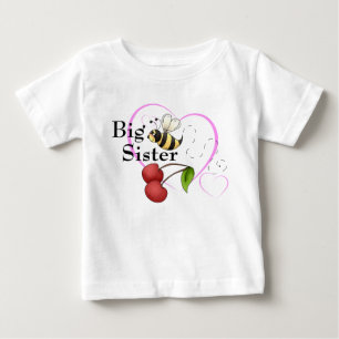 Camiseta De Bebé Gran Hermana Bumble Bee Cherry Pink Heart