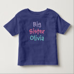 Camiseta De Bebé Gran Hermana Colorida Monograma Chica<br><div class="desc">Personalizar esta elegante camiseta del chica hermano mayor con el nombre del niño. Violeta violeta,  rosa brillante y azul acuático,  con muchos estilos de camisa,  tamaño y colores disponibles.</div>