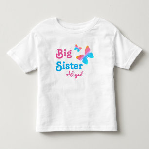 Camiseta De Bebé Gran Hermana con nombre mariposa