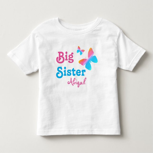 Camiseta De Bebé Gran Hermana con nombre mariposa (Anverso)