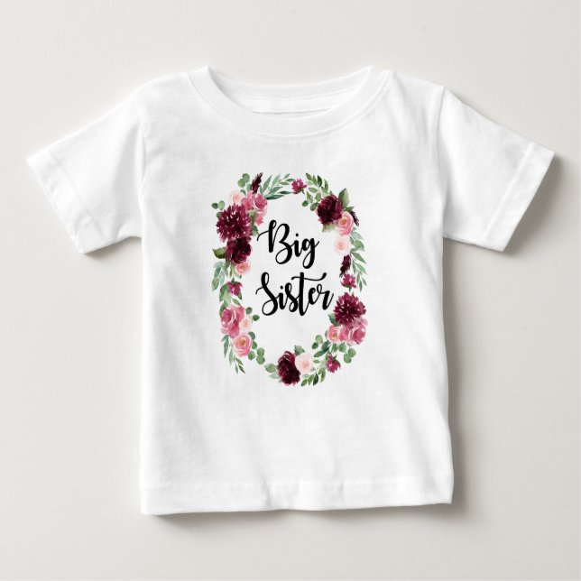 Camiseta De Bebé Gran Hermana de Borgoña (Anverso)