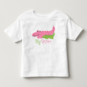 Camiseta De Bebé Gran Hermana de los Aligadores Rosa y Verde