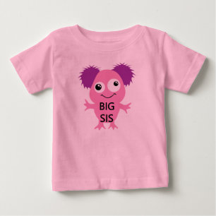 Camiseta De Bebé Gran Hermana de Monstruo Rosa