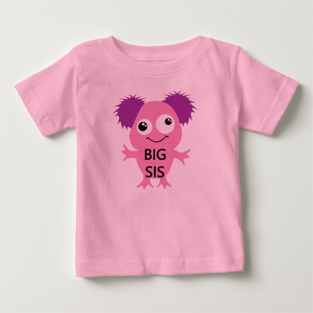 Camiseta De Bebé Gran Hermana de Monstruo Rosa (Anverso)