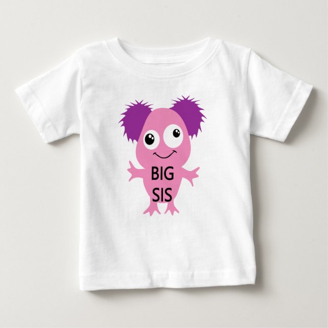 Camiseta De Bebé Gran Hermana de Monstruo Rosa (Anverso)
