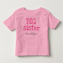 Camiseta De Bebé Gran hermana de texto rosa Añadir un nombre